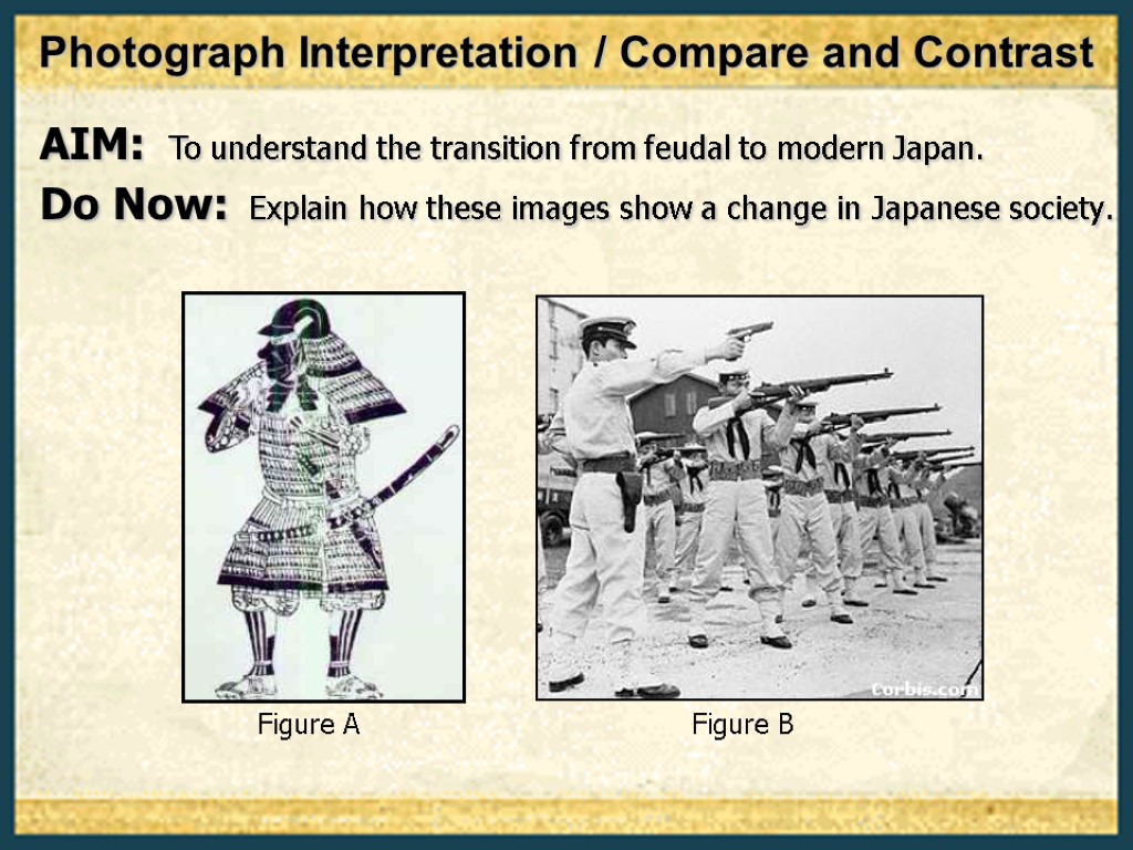 Do Now: Explain how these images show a change in Japanese society. Figure A